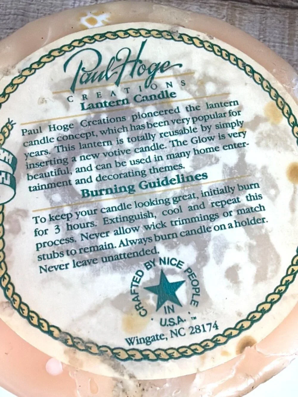VTG Sea Shell Peach White Lantern Pillar Candle Florida Beach Nautical Coastal
